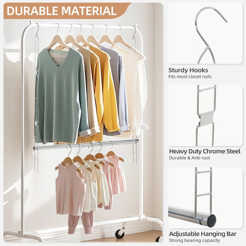 Storage Maniac six-level height adjustment fits under clothes neatly