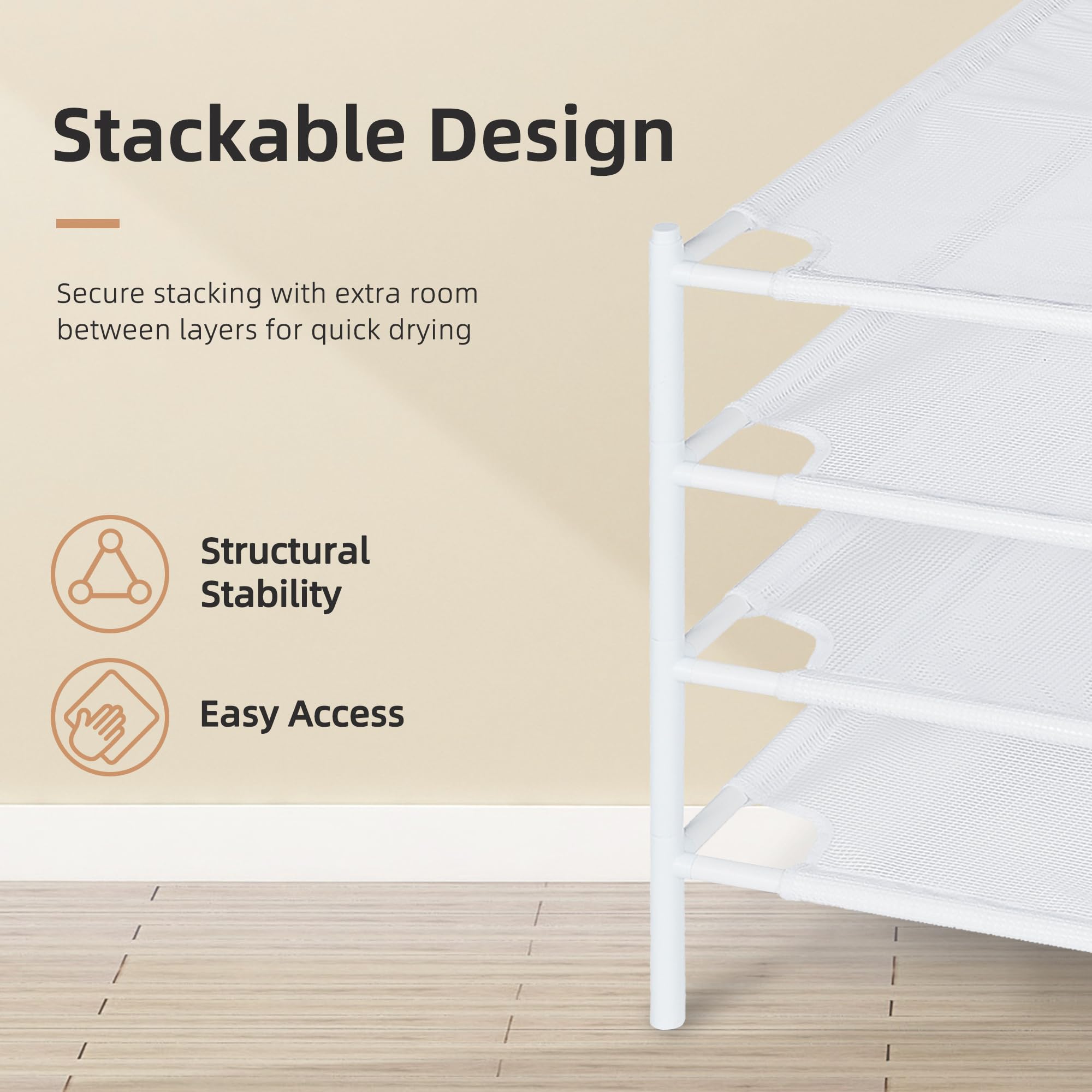 STORAGE MANIAC indoor outdoor rack demonstrates versatile use in any climate.