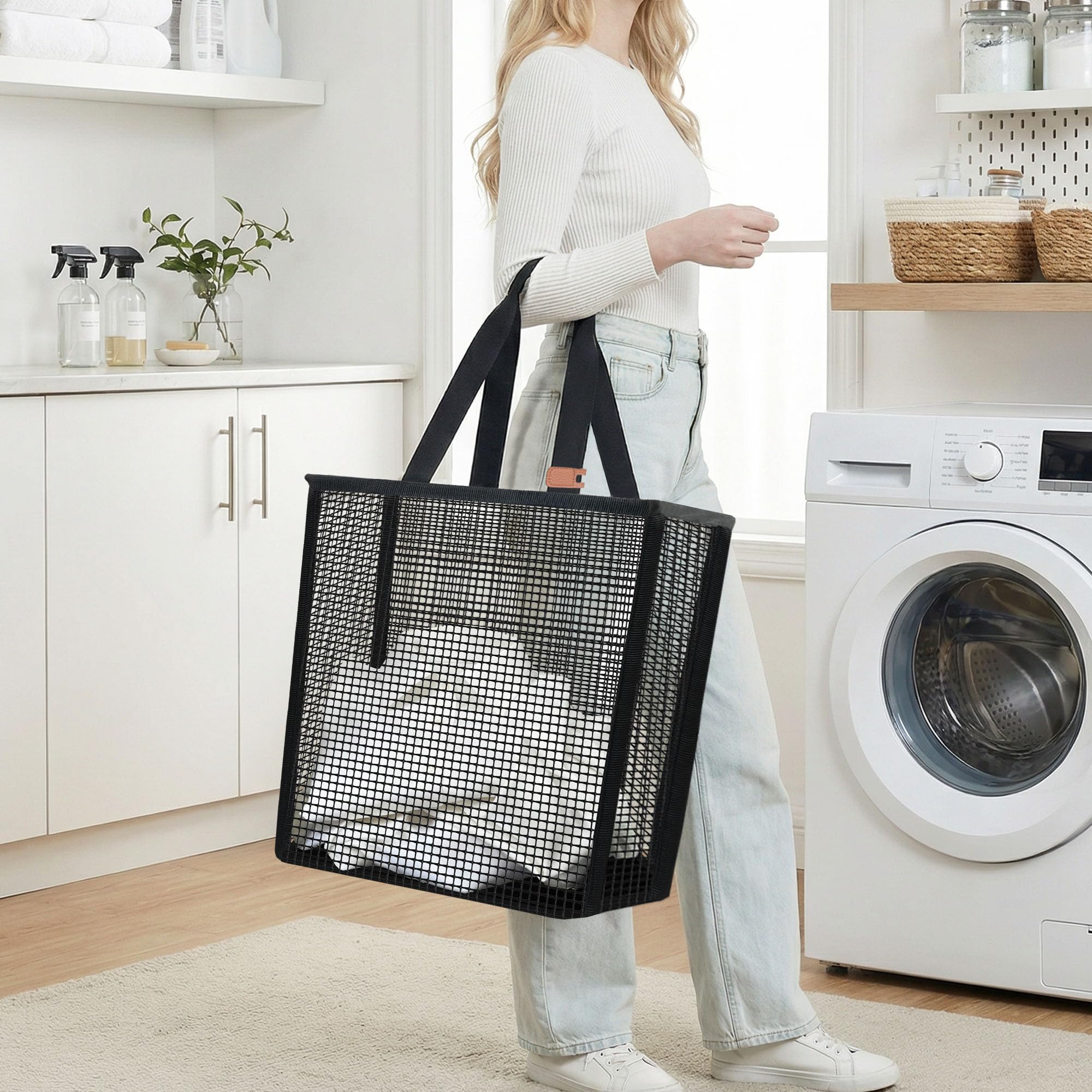 Storage Maniac extended handles ease lifting through doorways.