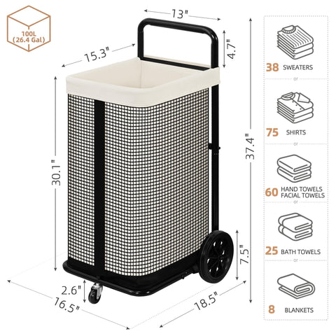 Storage Maniac removable liner for quick laundry transfers between rooms.