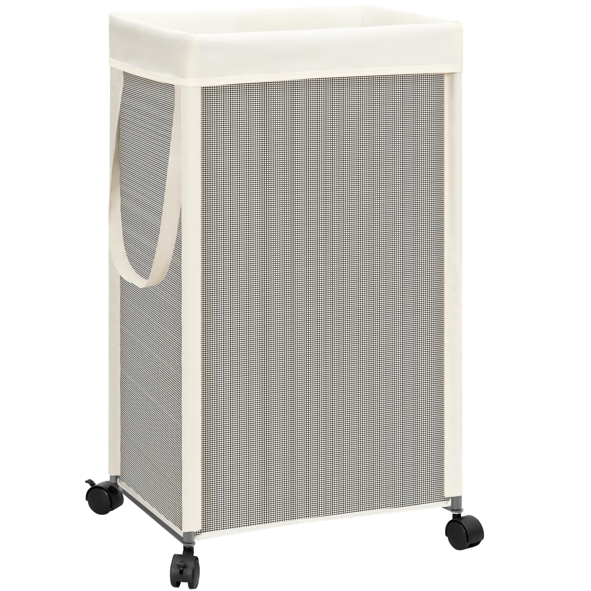 Storage Maniac laundry hamper with wheels offers 90L capacity for dorm and home use.
