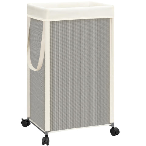 Storage Maniac laundry hamper with wheels offers 90L capacity for dorm and home use.