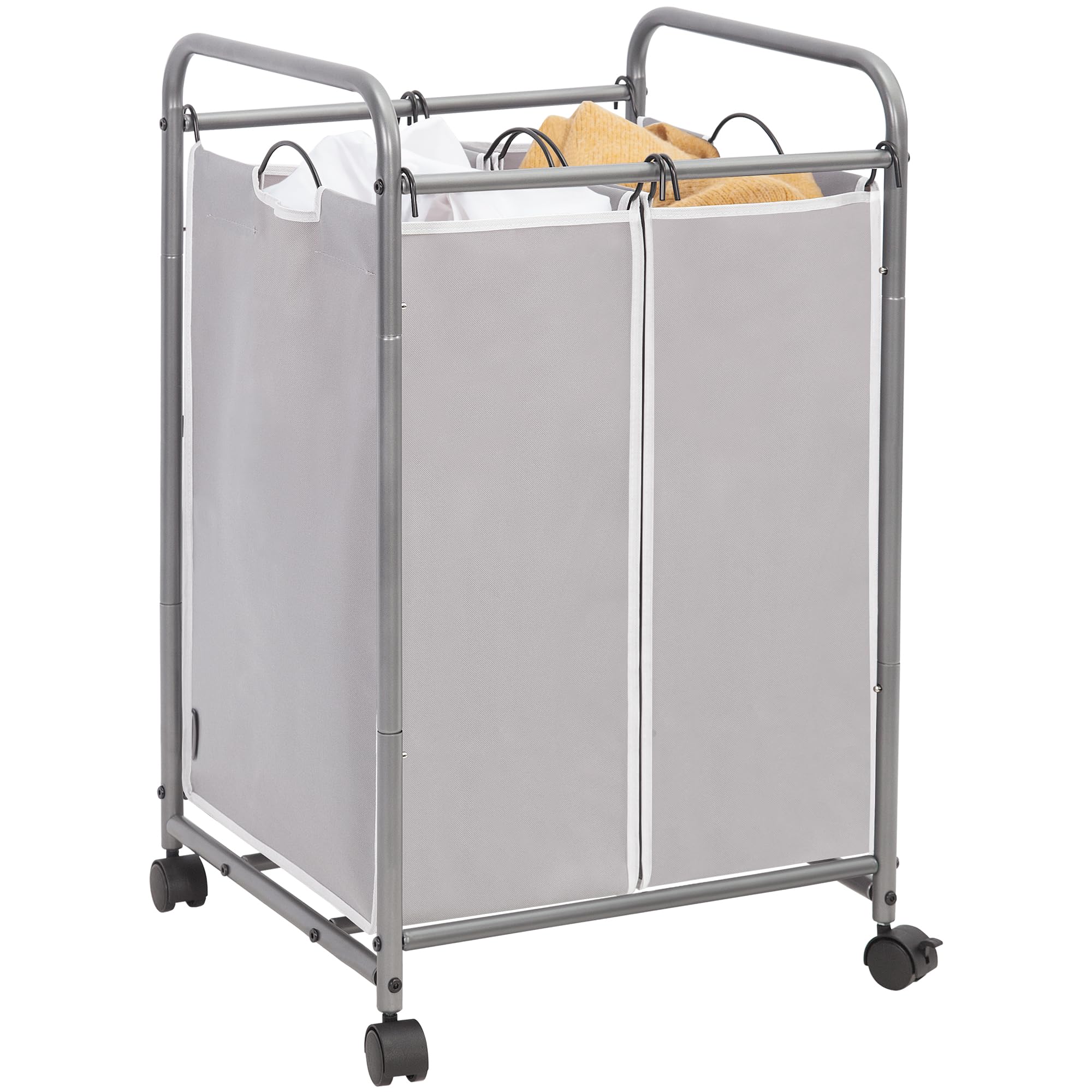 Storage Maniac 2-section laundry sorter front view for organized sorting.