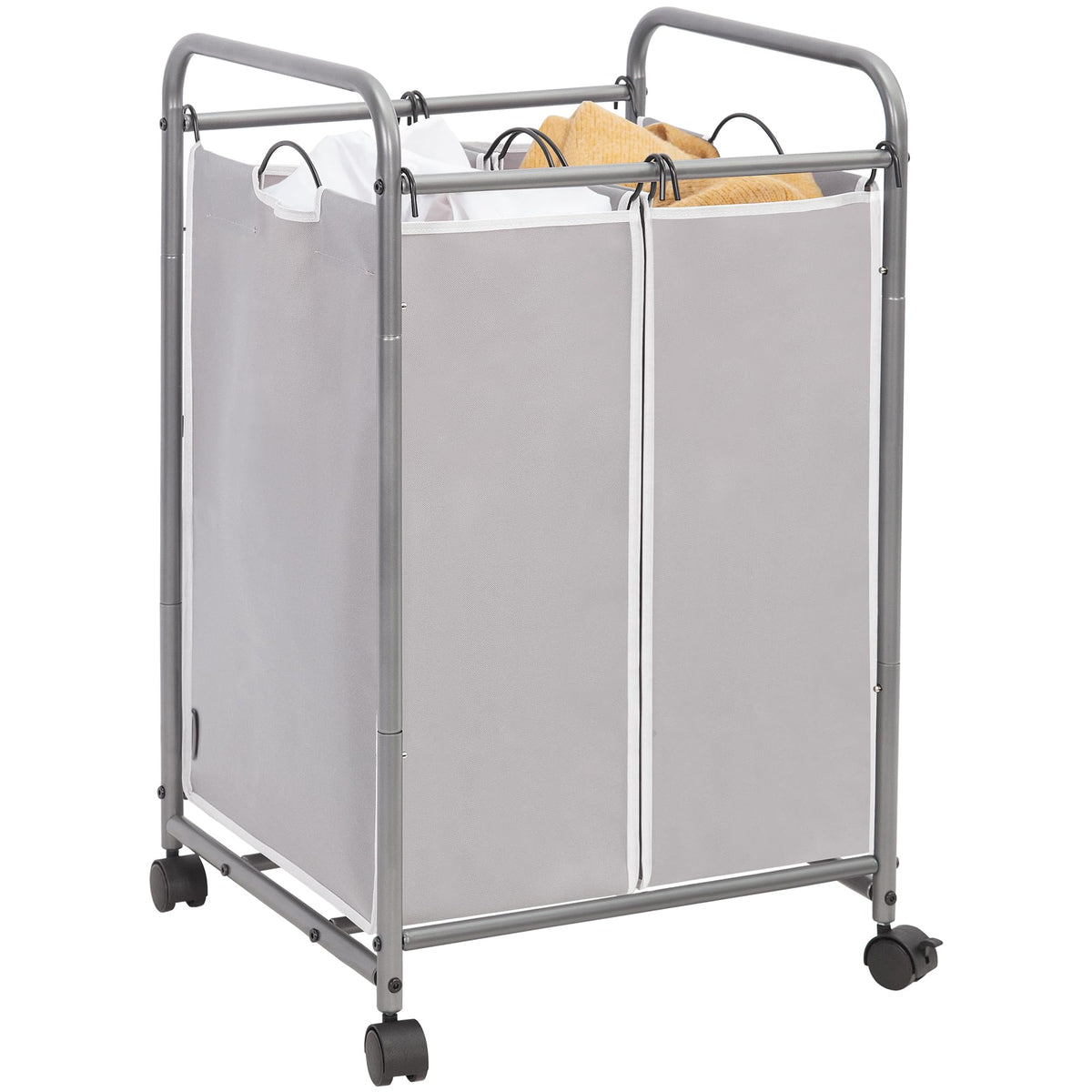 Storage Maniac 2-section laundry sorter front view for organized sorting.