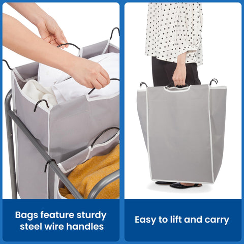 Storage Maniac bag removal demonstrates effortless laundry transfer.