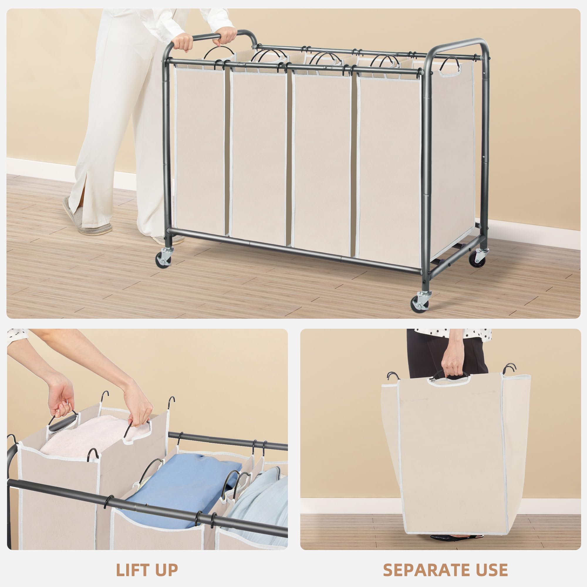Beige STORAGE MANIAC sorter blends with home decor while organizing clothes.