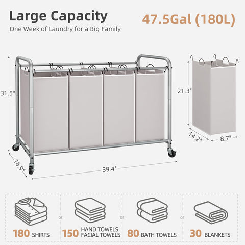STORAGE MANIAC Laundry Sorter dimensions show compact footprint and ample space.