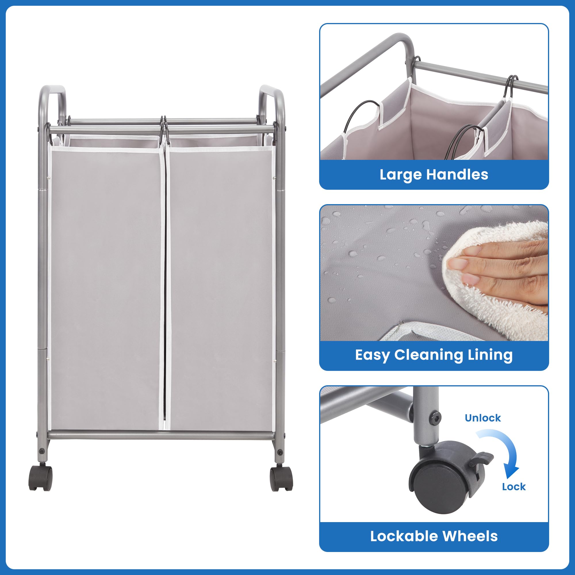 Storage Maniac dorm setup shows compact, tidy laundry solution.