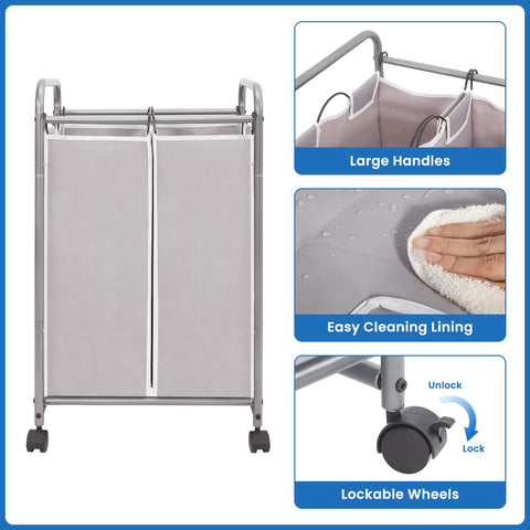 Storage Maniac dorm setup shows compact, tidy laundry solution.