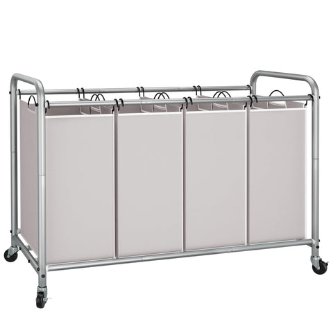 STORAGE MANIAC Laundry Sorter four-section front view highlights large capacity for families.