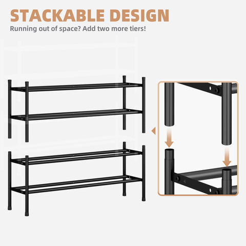 STORAGE MANIAC long expandable rack stacked with another unit for double capacity.