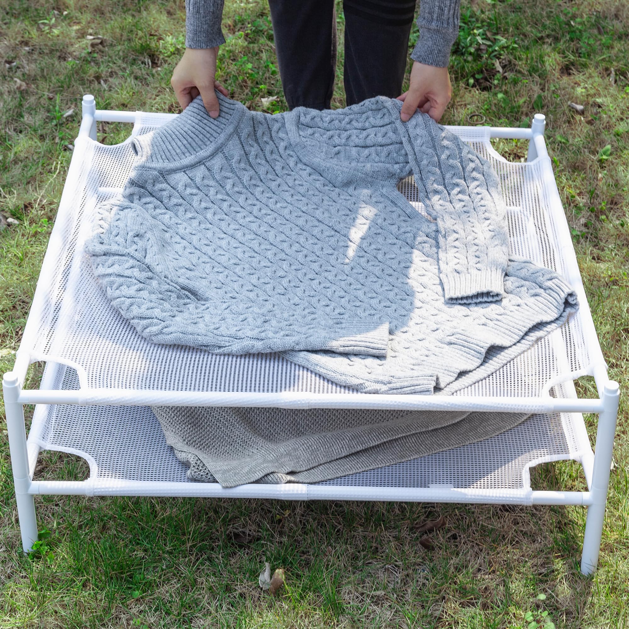 Storage Maniac mesh netting ensures gentler drying on lay-flat surfaces.