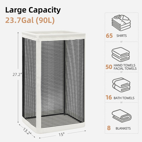 Storage Maniac mesh laundry hamper tall design saves floor space.