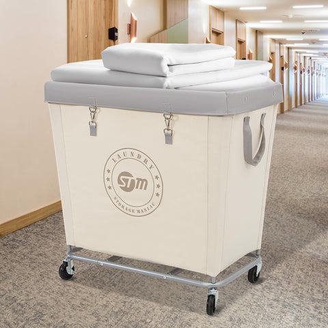 Storage Maniac multipurpose storage cart stores toys, sports gear, or laundry supplies.