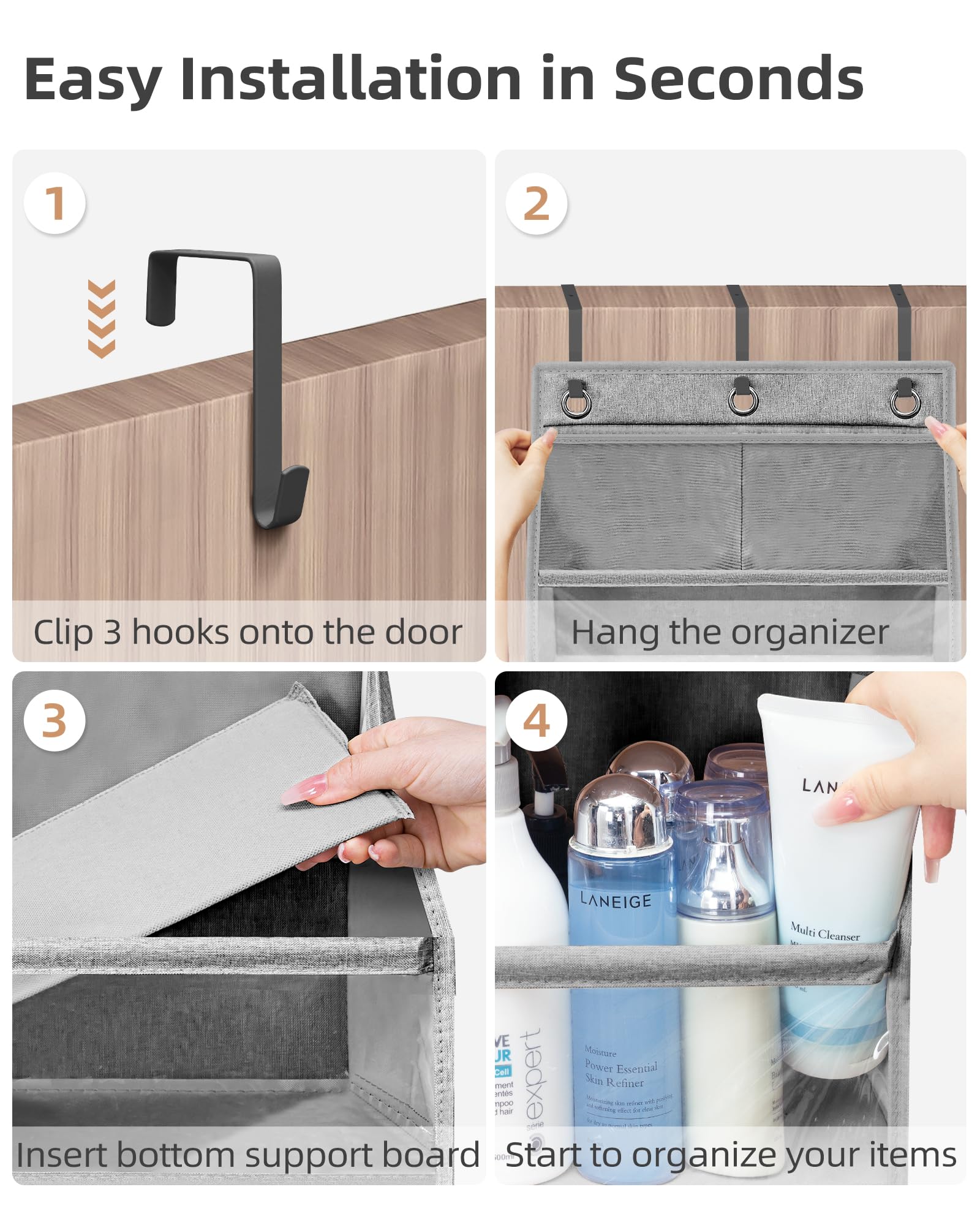 Storage Maniac three sturdy hooks optimize door-mounted storage