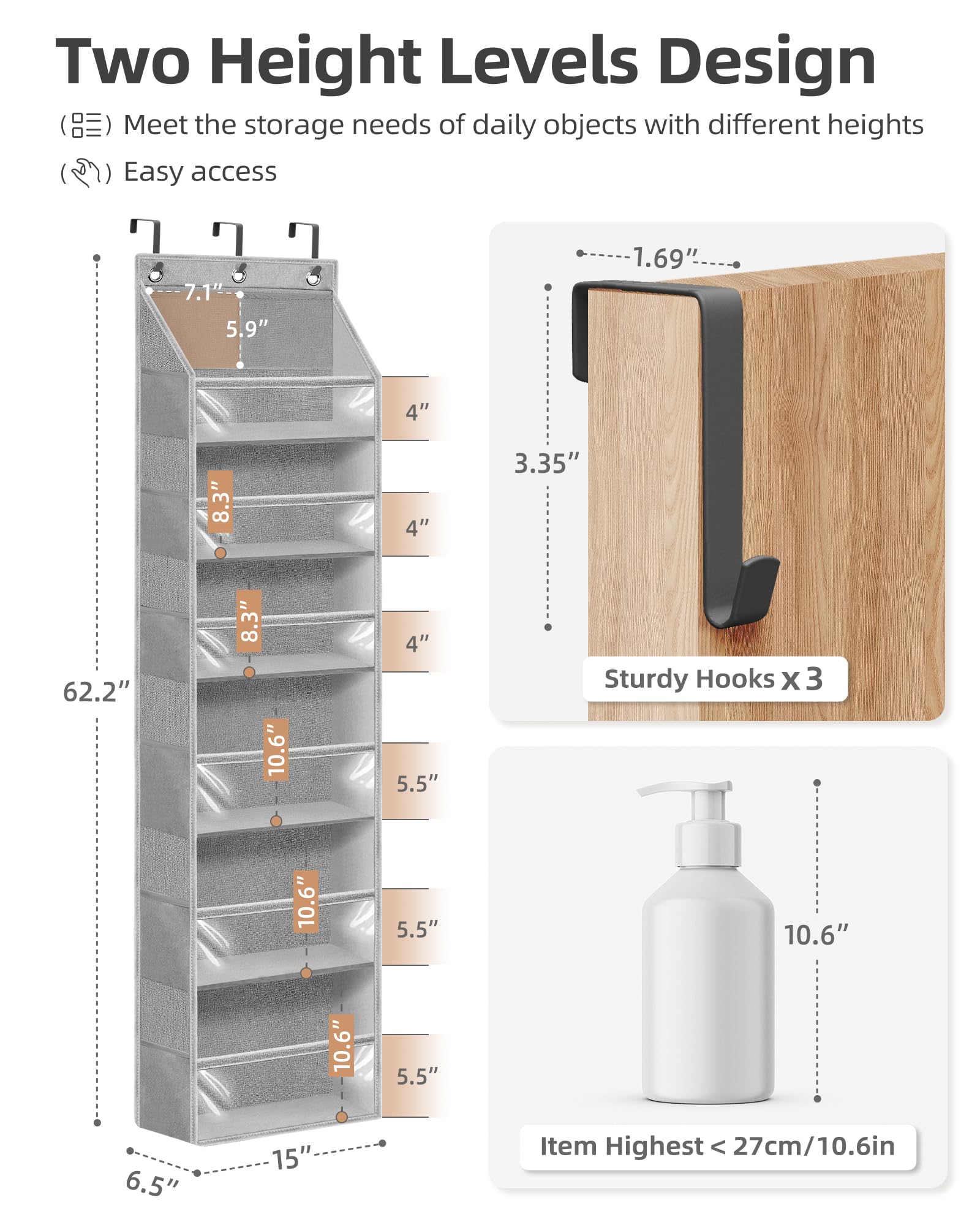 Storage Maniac clear-pocket front panels help identify items quickly