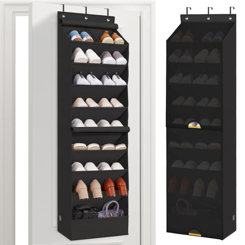 Storage Maniac over the door shoe organizer with nine shelves keeps footwear neatly organized and easy to access.