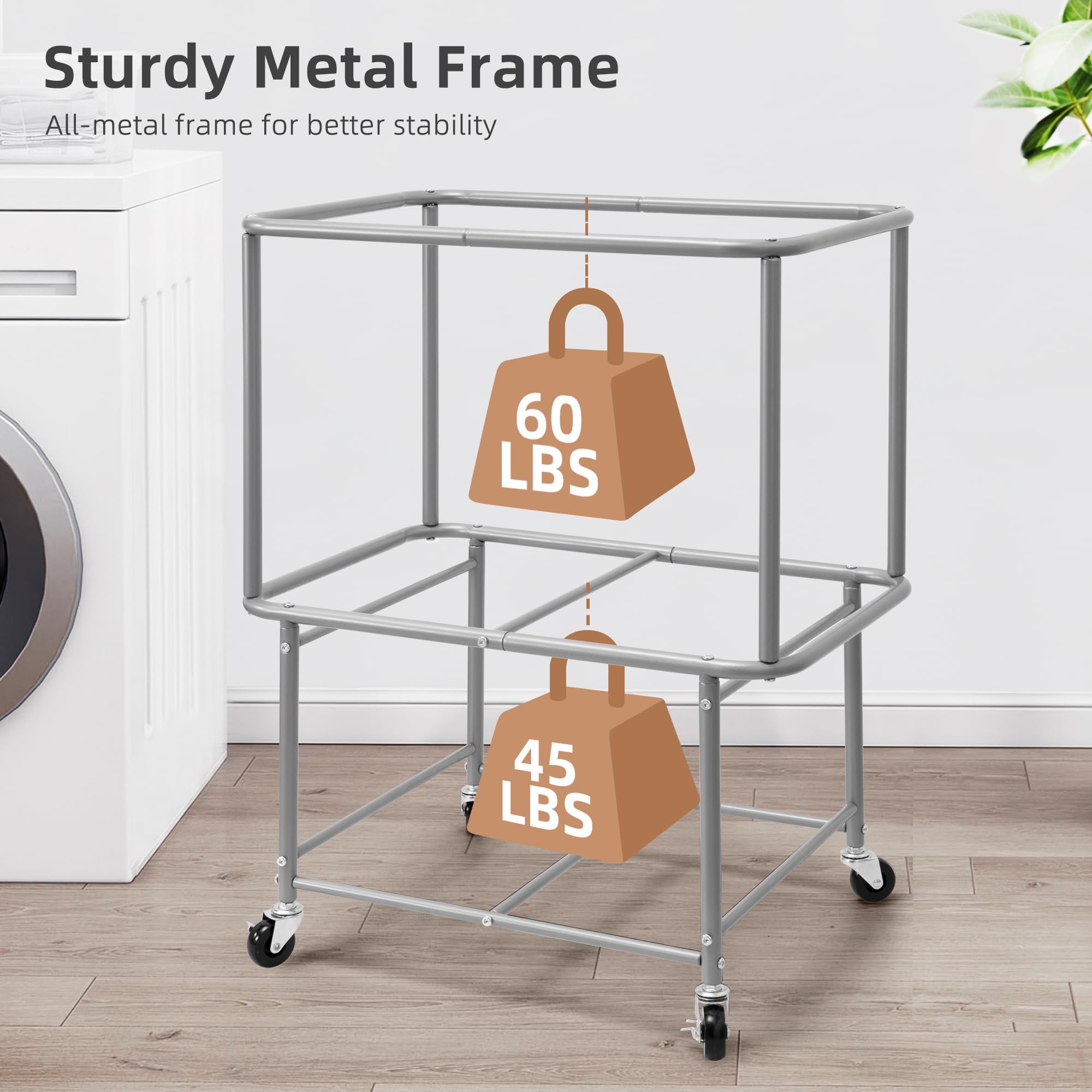 Storage Maniac double-layer design separates laundry from bottles and tools.