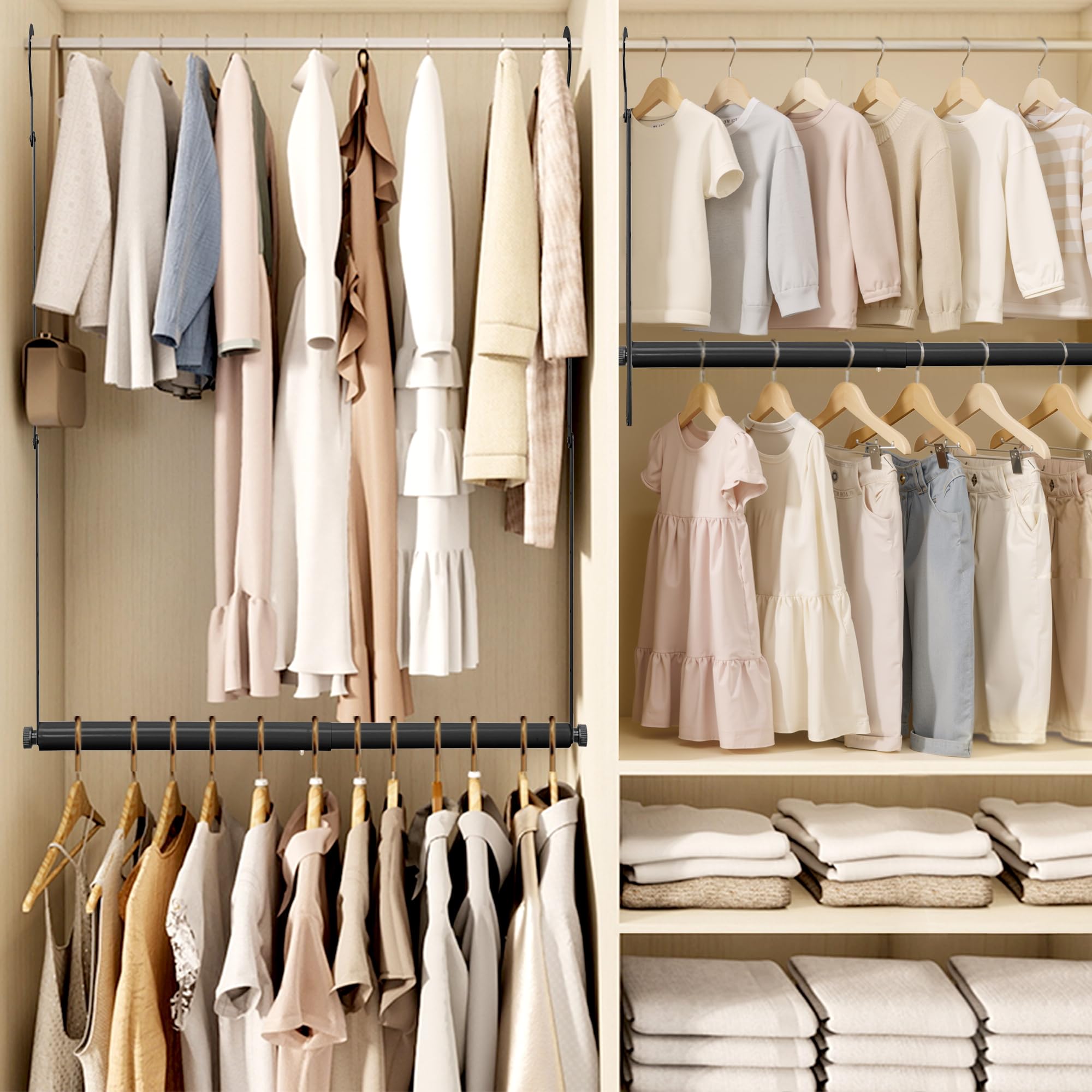 Storage Maniac space-saving closet organization helps reclaim floor space.
