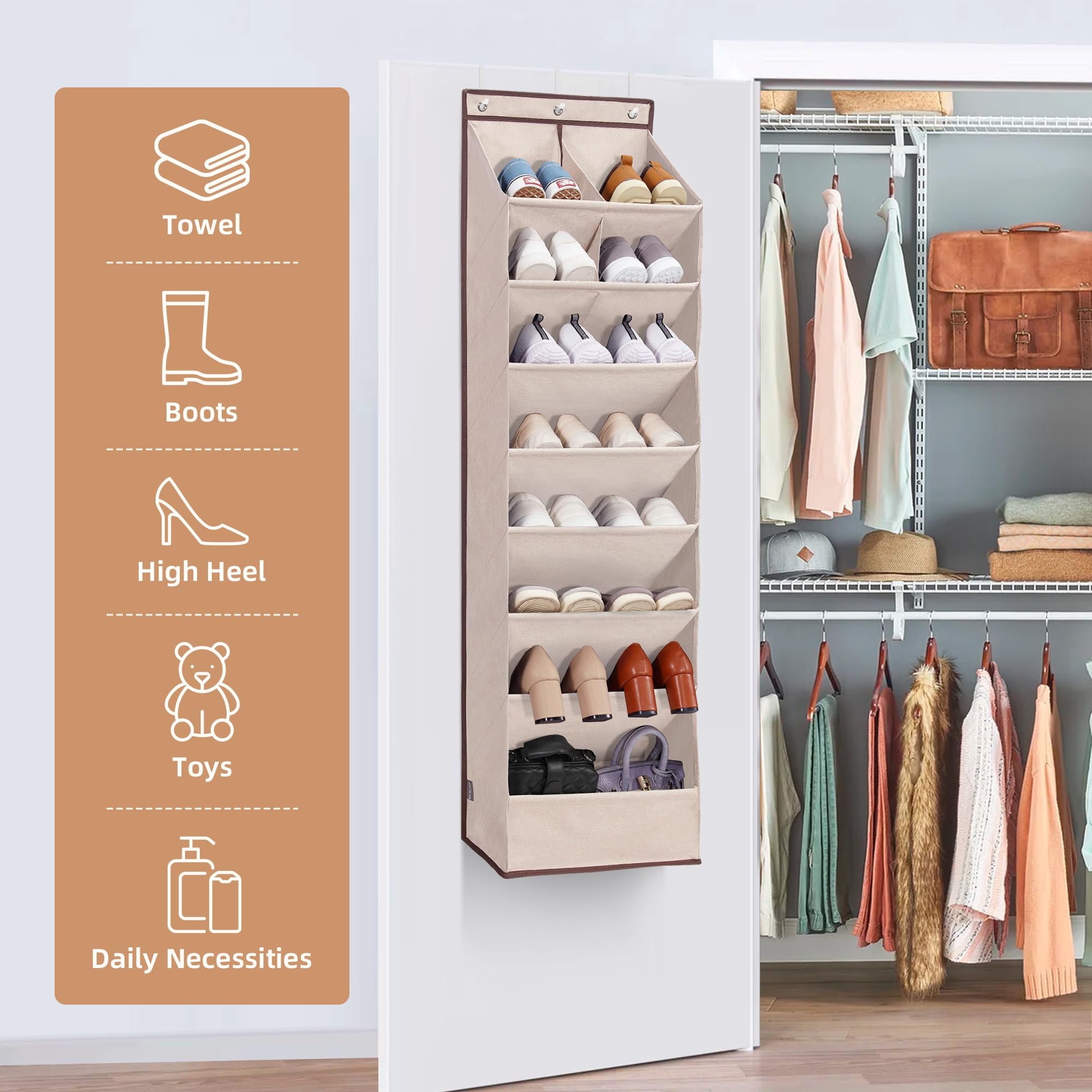 Storage Maniac three sturdy hooks offer versatile hanging options.