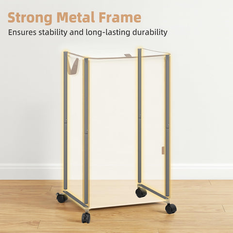 Storage Maniac wheeled laundry basket with brakes for easy, stable transport.