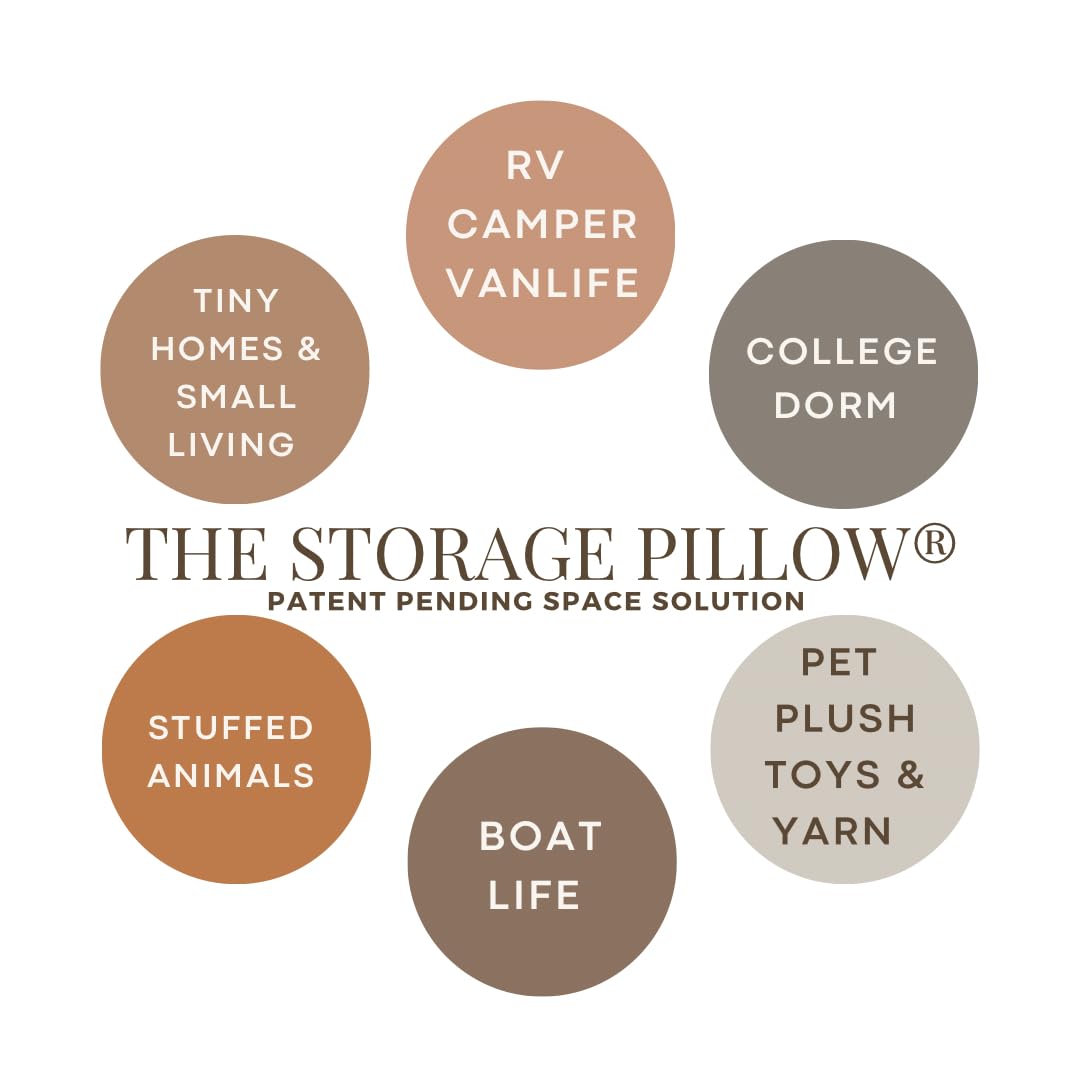STORAGE PILLOW XL ideal for use in RVs, dorms, boats, and tiny homes.
