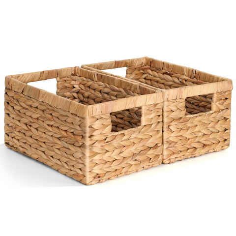 Storage Standard wicker shelf baskets set on a shelf, ideal for decluttering and easy access.