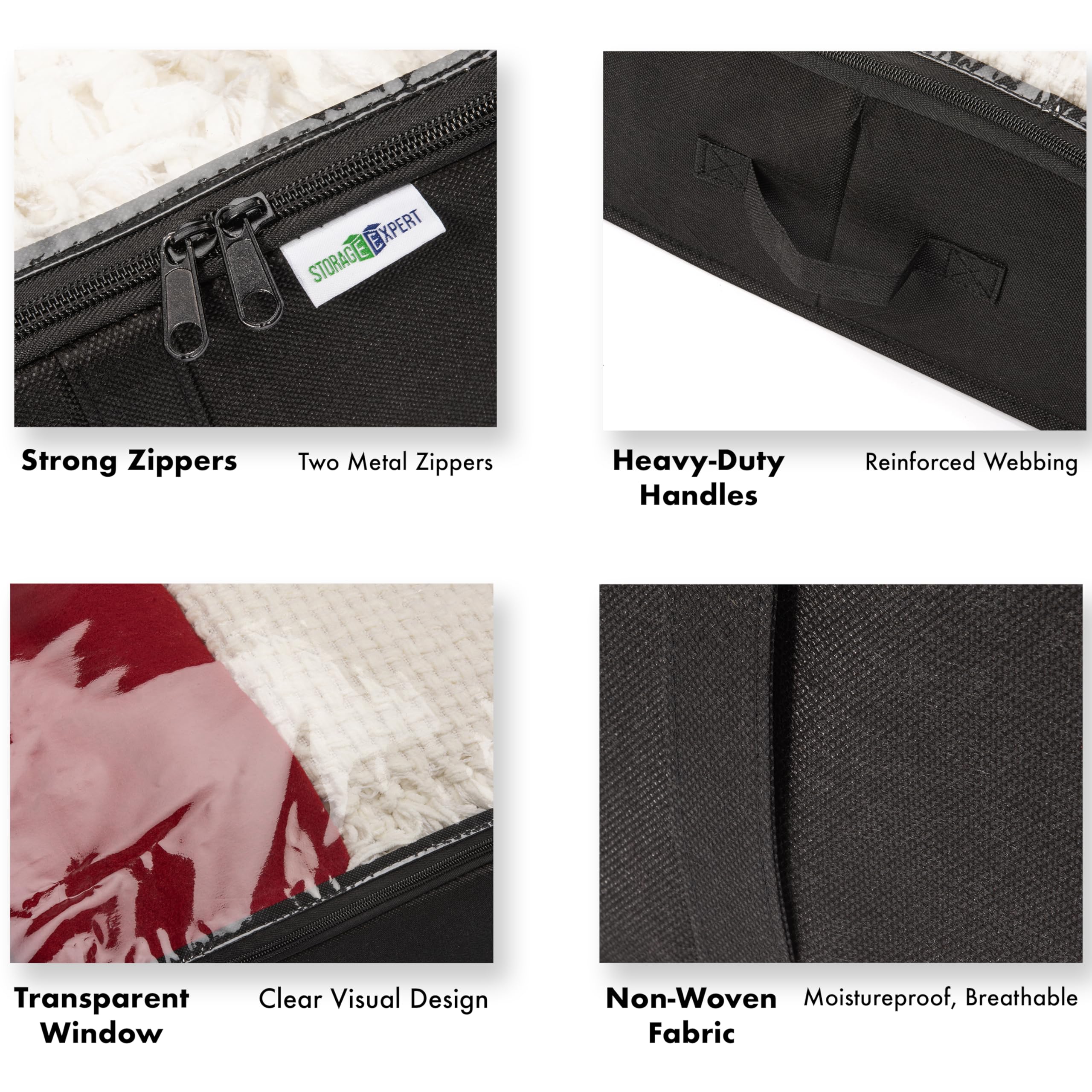 StorageExpert reinforced handles for easy retrieval and long-lasting closure