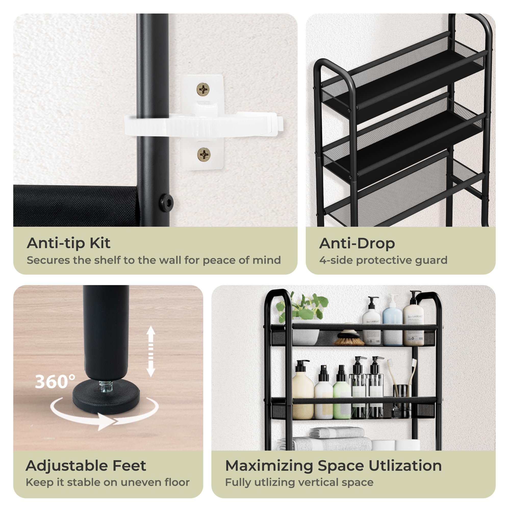 StorageIDEAS freestanding bathroom storage rack fits in small spaces.