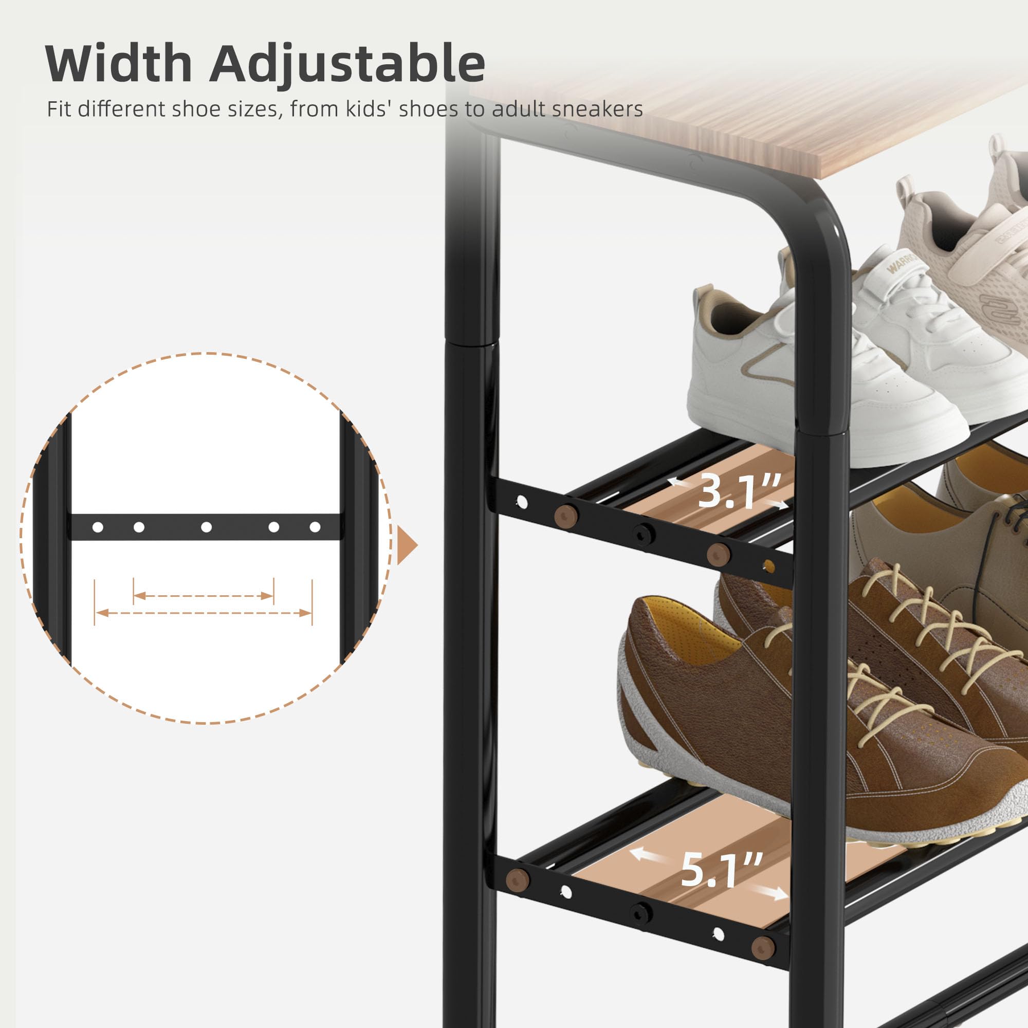 Storage Maniac 5-tier rack with adjustable and removable shelves.
