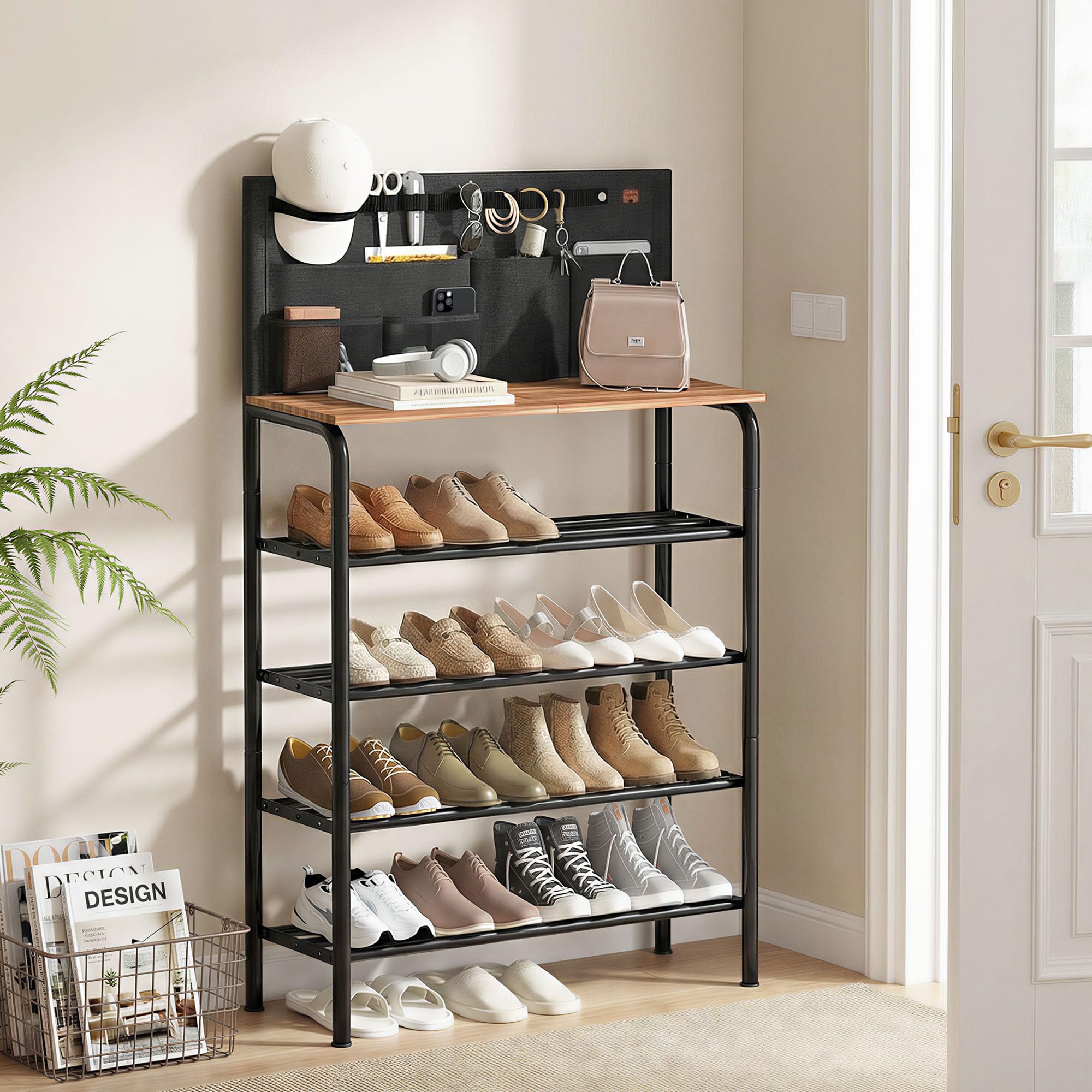 Storage Maniac 5-tier shoe rack side view, compact footprint.