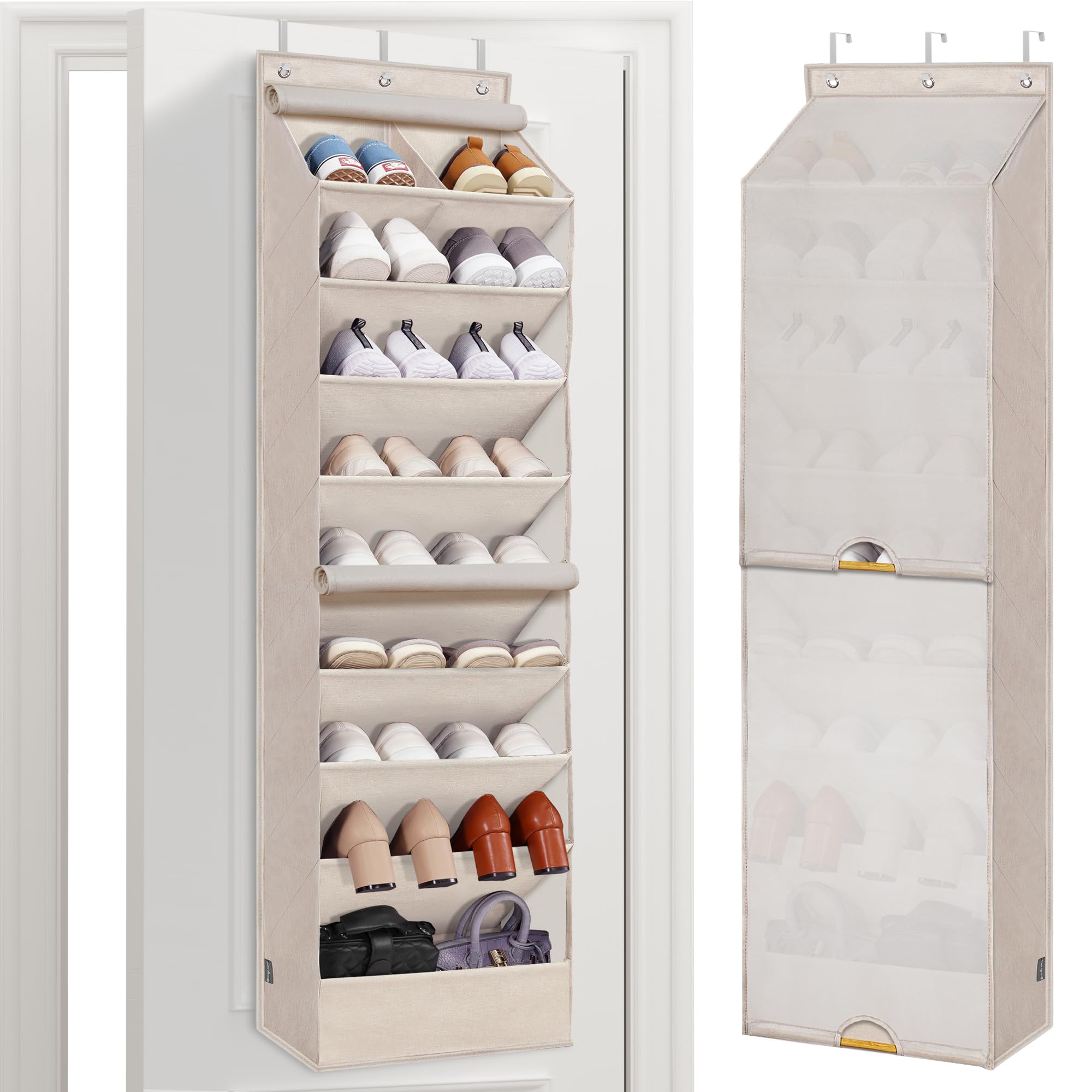 Storage Maniac door organizer with curtain dustproof design, keeping shoes protected and accessible