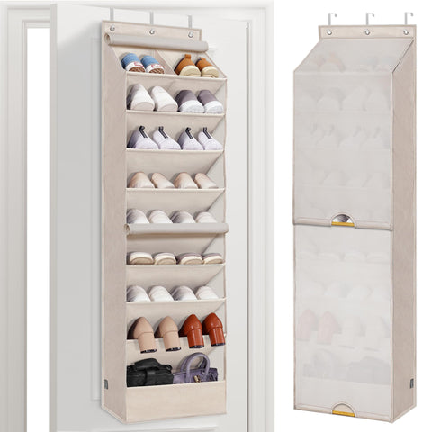 Storage Maniac door organizer with curtain dustproof design, keeping shoes protected and accessible