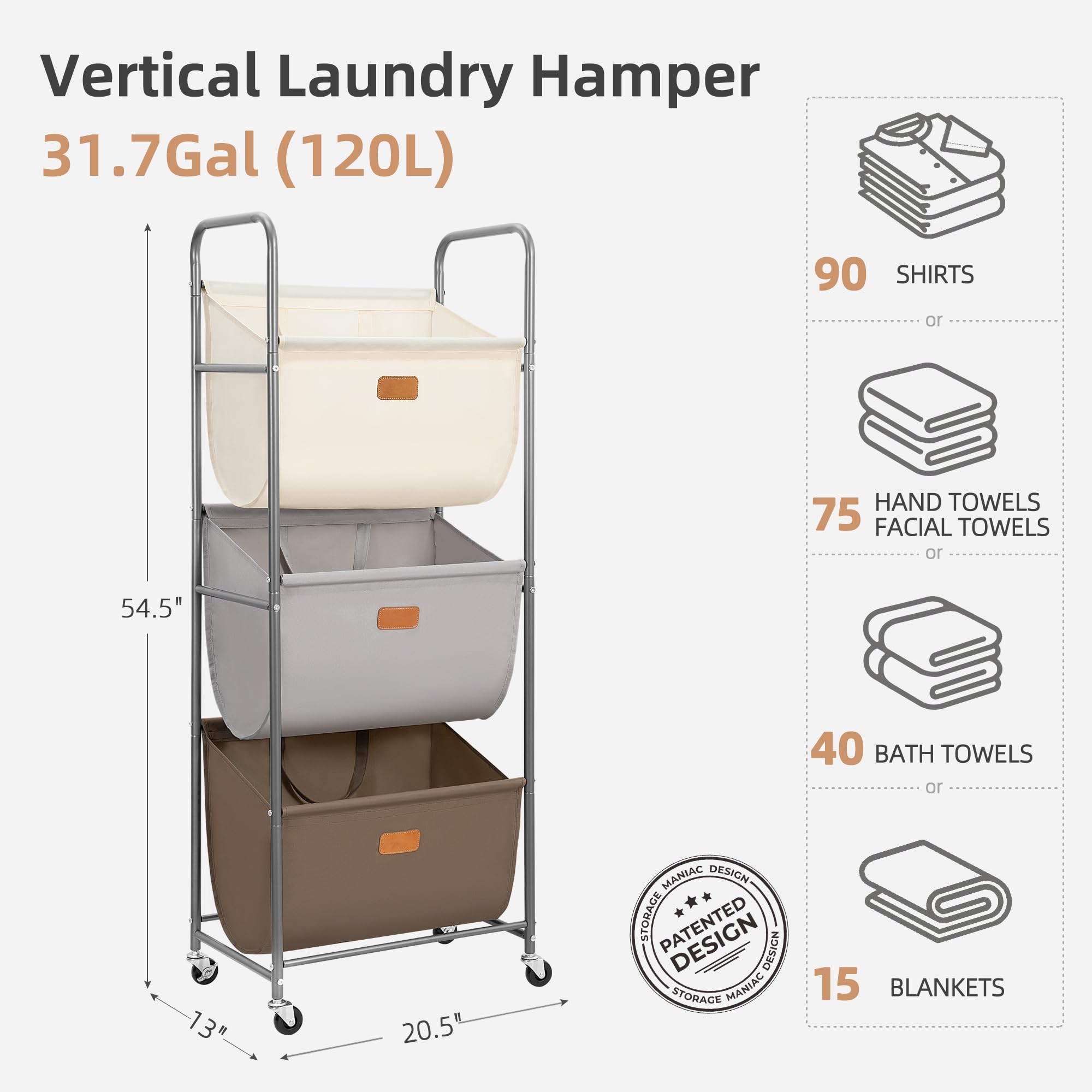 Storage Maniac removable bags for simple room-to-laundry transfers.