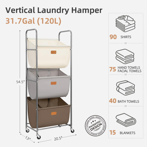 Storage Maniac removable bags for simple room-to-laundry transfers.