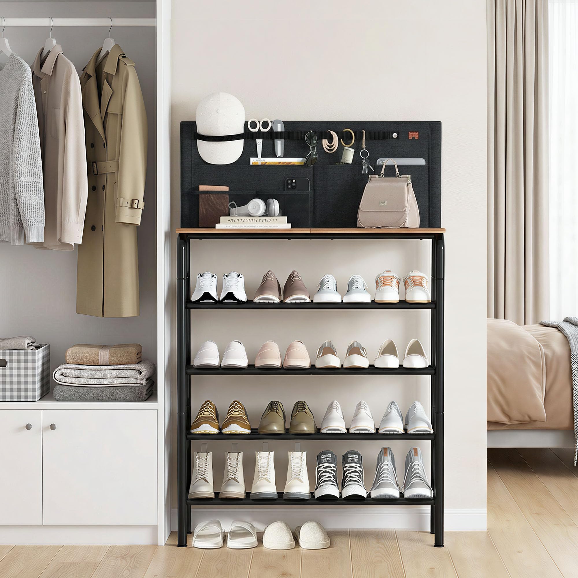 Storage Maniac slim footprint fits entryway or closet.