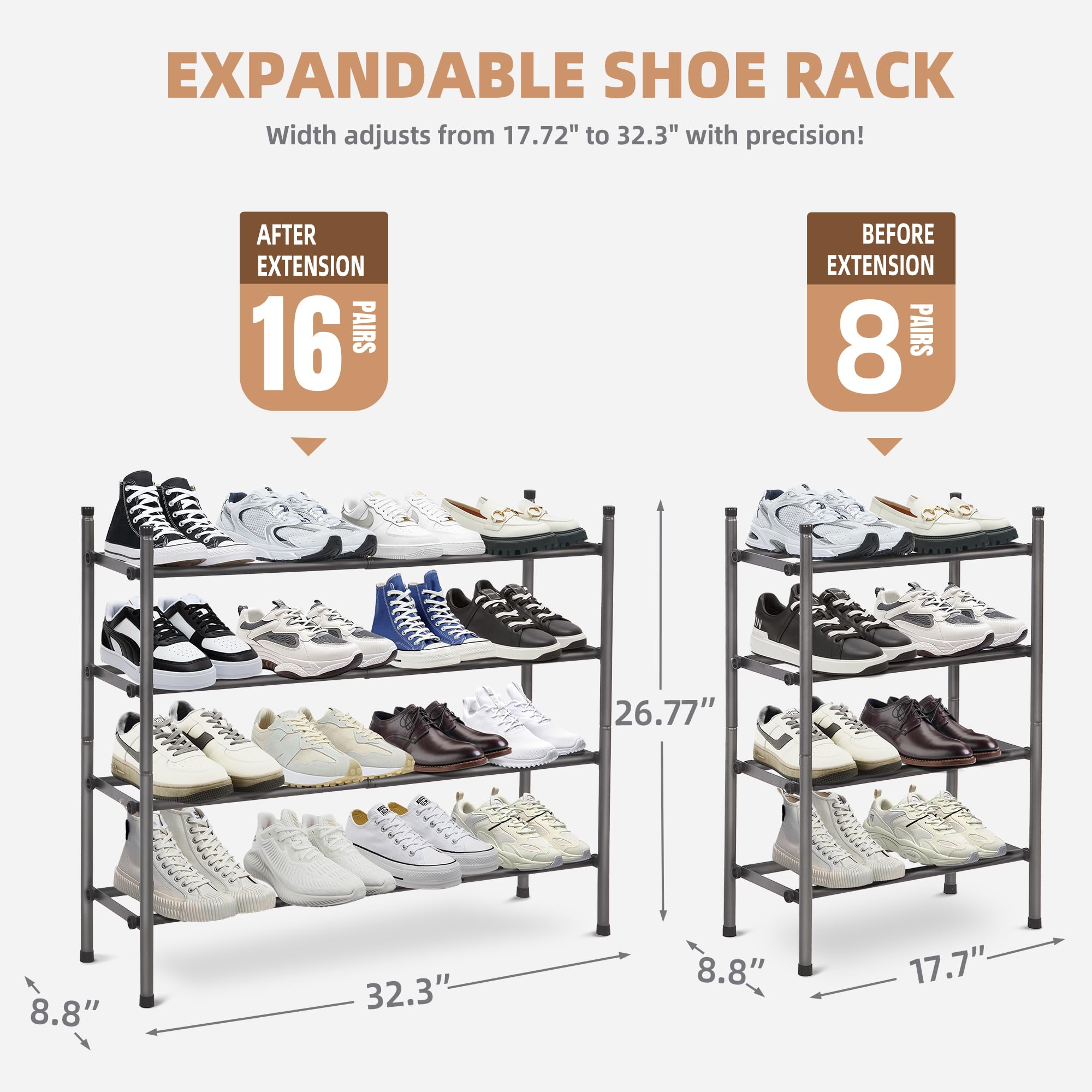 Storage Maniac stackable design maximizes vertical shoe storage