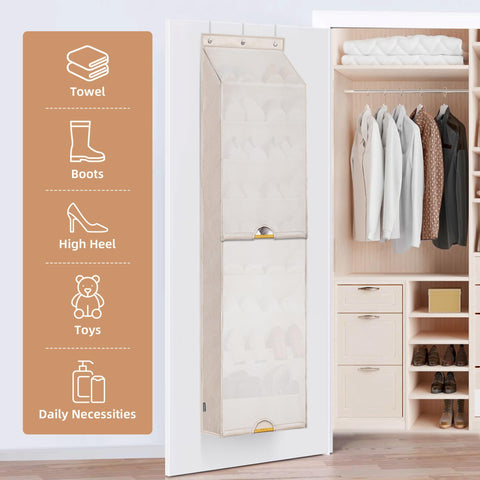 Three sturdy metal hooks included for versatile door mounting
