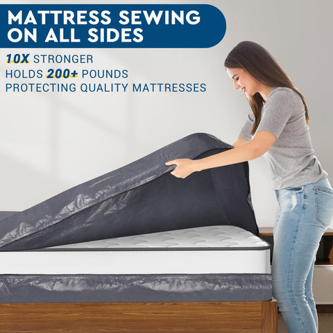StorageRight mattress bag with reinforced handles for secure grip during move.