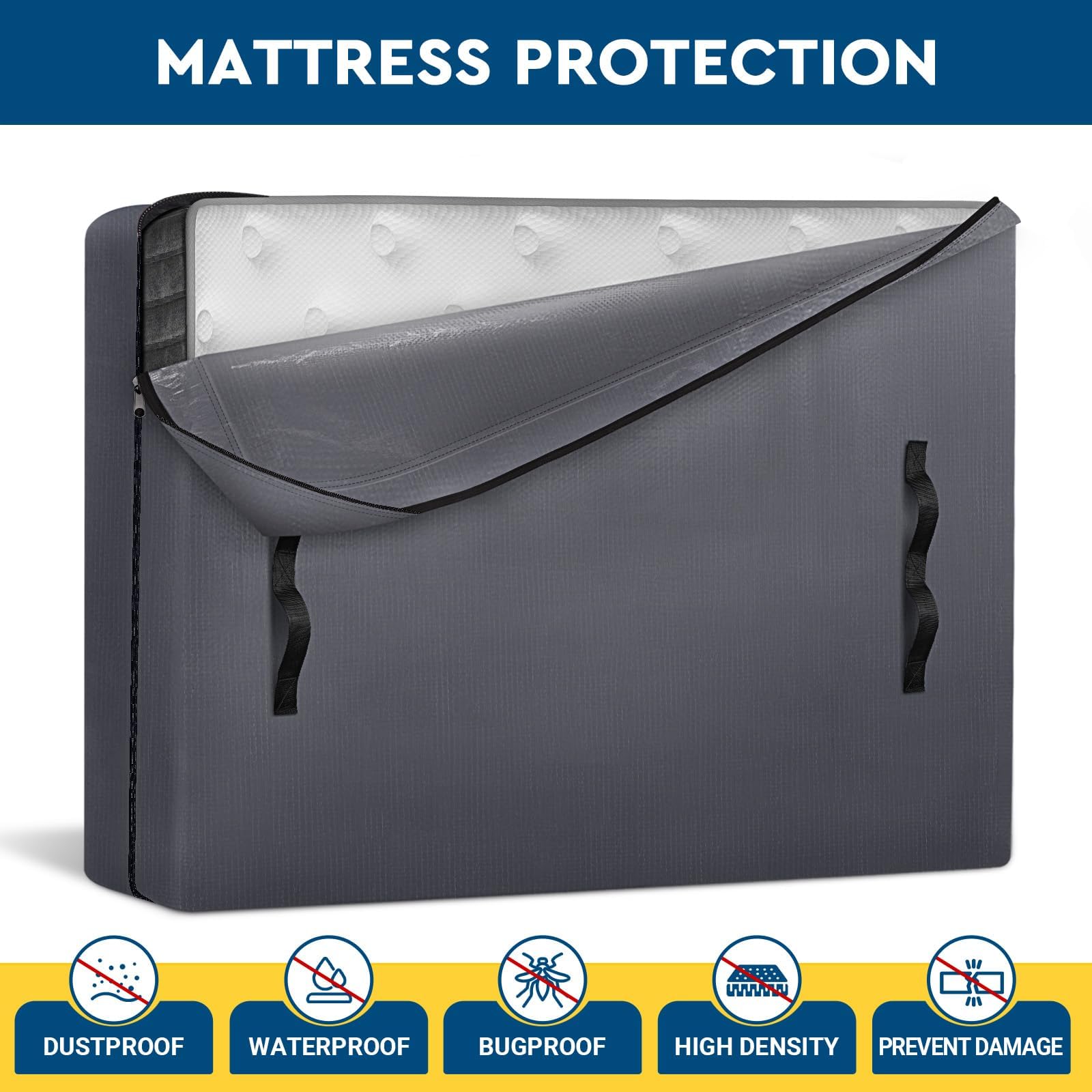 StorageRight mattress bag zipper detail with three-side opening for easy loading.