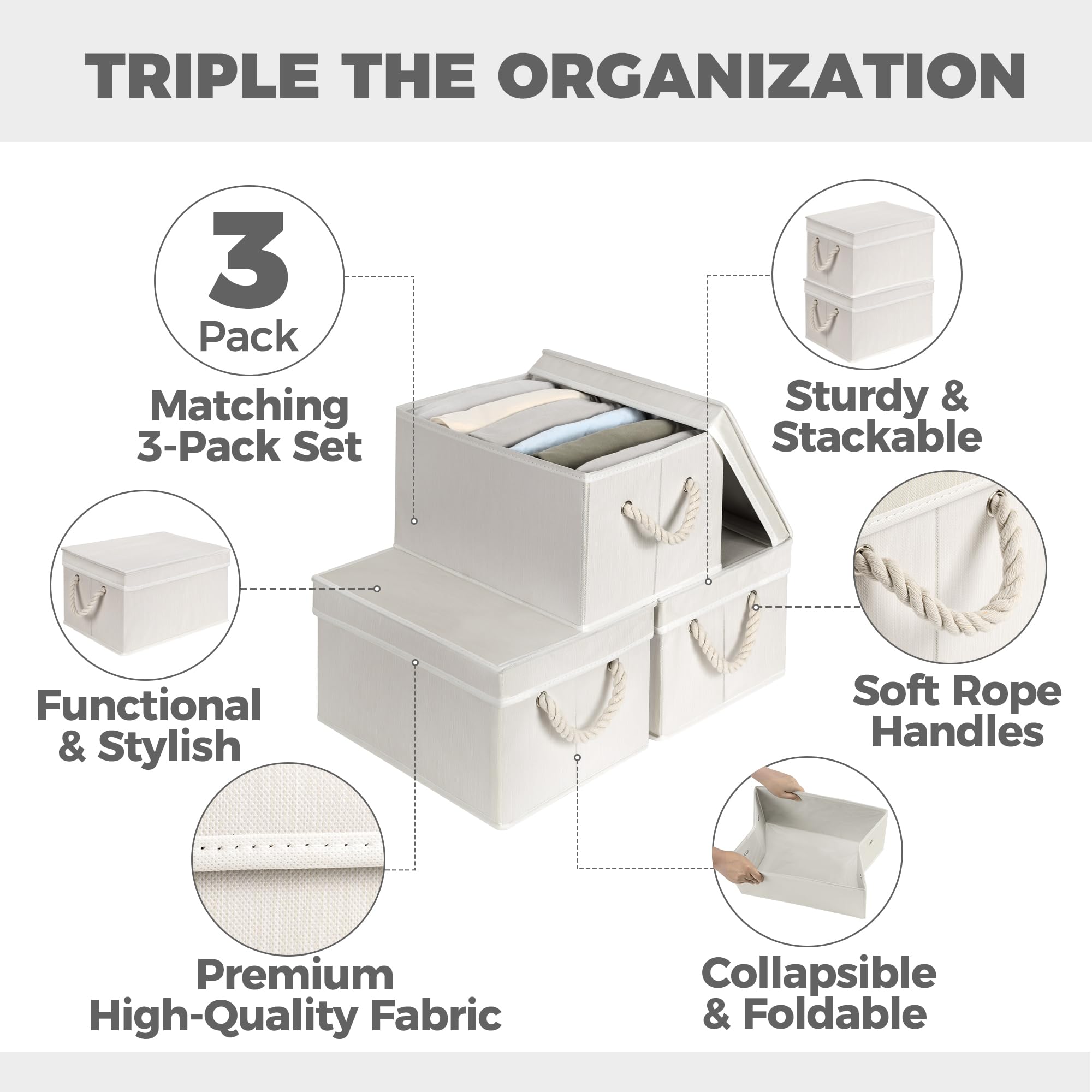 Storage Standard stackable bin for versatile closet organization and easy access.