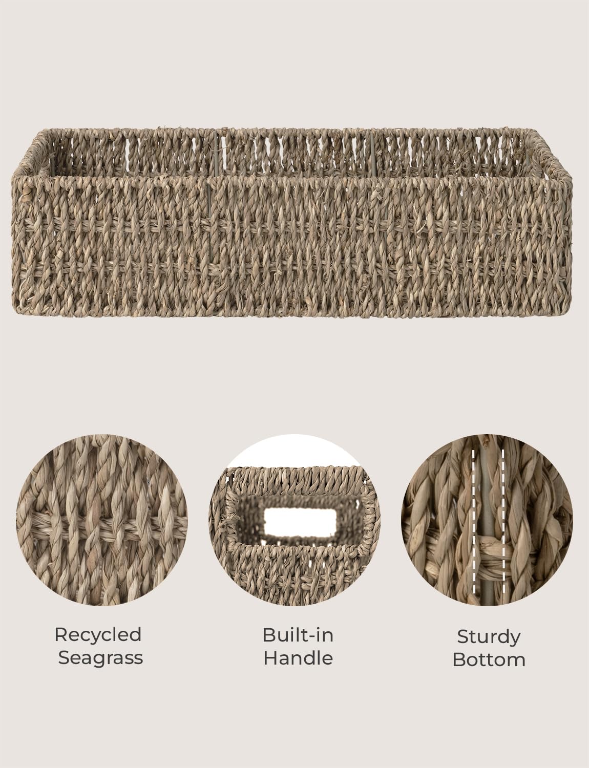 StorageWorks seagrass basket used for toilet paper and small items storage