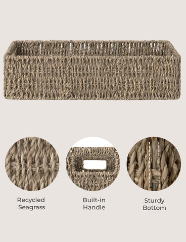 StorageWorks seagrass basket used for toilet paper and small items storage