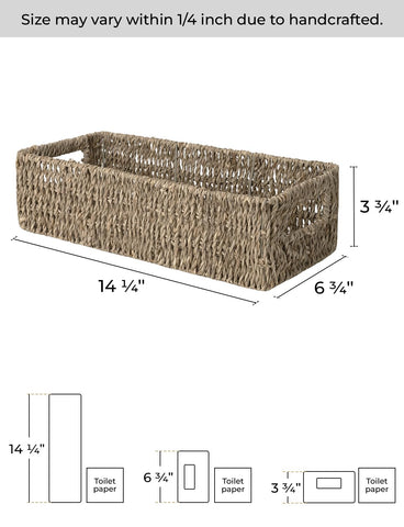 StorageWorks seagrass basket made of natural material enhances bathroom decor
