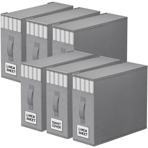 StorageTastic bed-sheet-organizer-6pack keeps linens neatly organized and easy to find.
