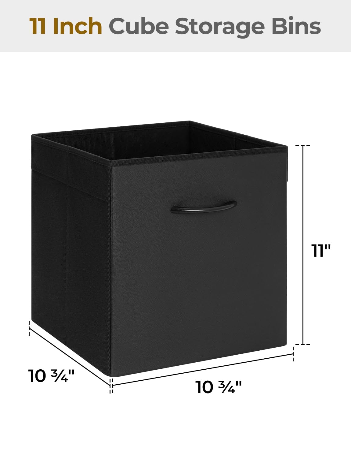 StorageWorks cube bin with front pull handle, easy lifting and access.