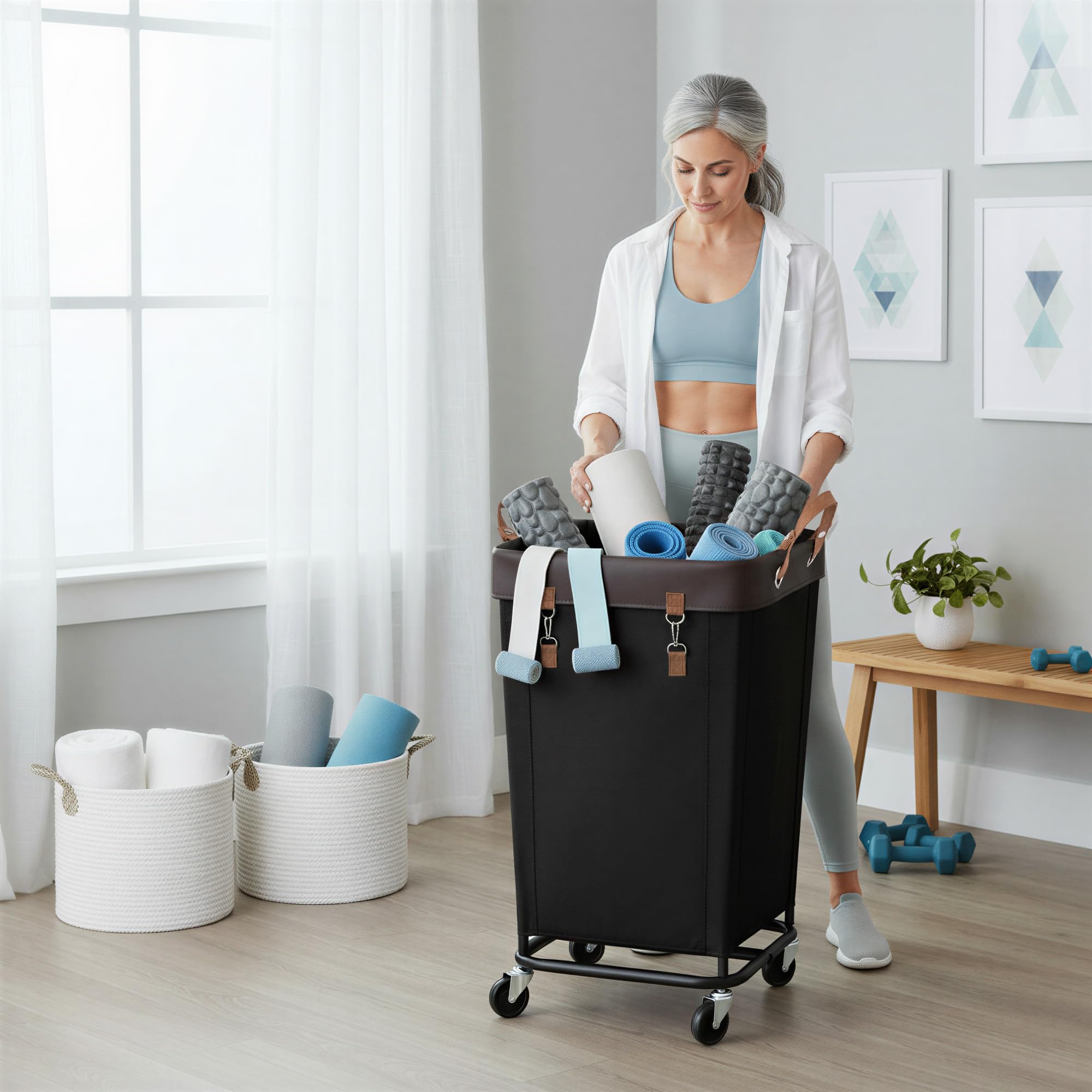 StorageWorks 160L basket ideal for dorms or hotels needing organized laundry