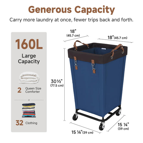 StorageWorks 160L laundry basket with wheels top-down view highlighting spacious capacity