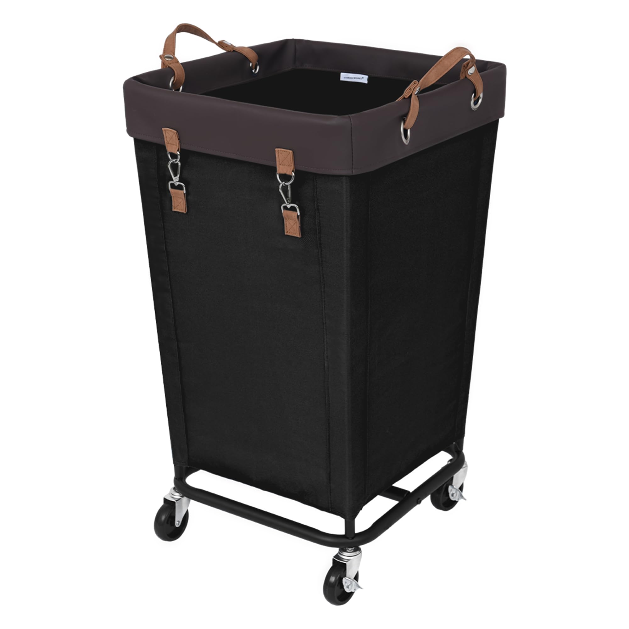StorageWorks 160L laundry basket with wheels, front view, easy transport for daily laundry