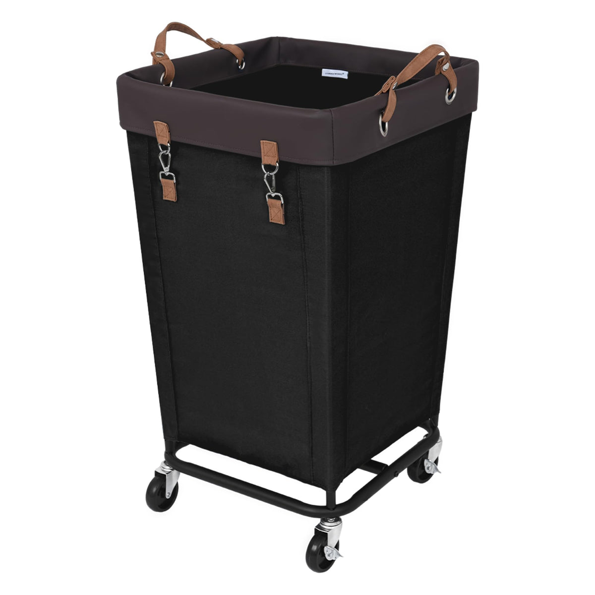 StorageWorks 160L laundry basket with wheels, front view, easy transport for daily laundry
